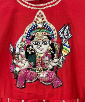 Red Goddess Anarkali With Gota Patchwork