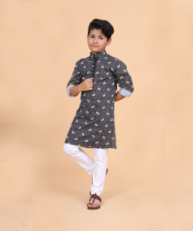 Short Printed Tunic With Loop Button Closure