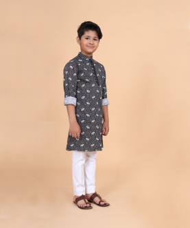 Short Printed Tunic With Loop Button Closure