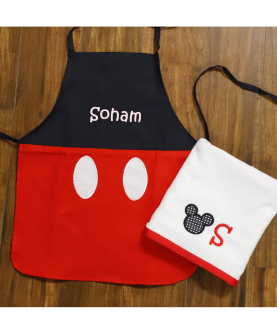 Personalised Mickey & Minnie - Aprons Set For Siblings - 2-4 years