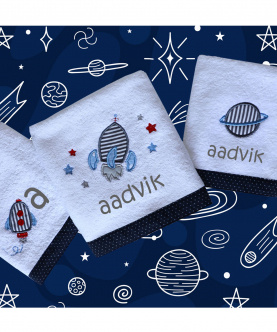 Personalised Space Adventure - Baby Towel Set