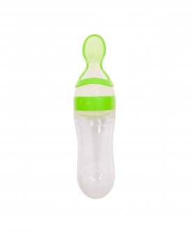 Green 90 Ml Squeeze Bottle Feeder With Dispensing Spoon