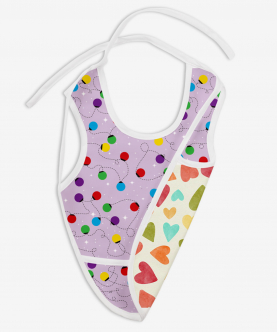 SuperBottoms Waterproof, Apron Style Full Coverage Reversible Cloth Bibs - Fairy Lights+Baby Hearts