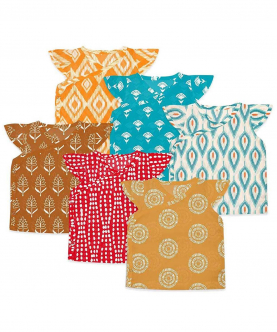 SuperBottoms Mul Mul For Babies - Little Poppy And Ikat Magic Jhabla - (Pack of 6)