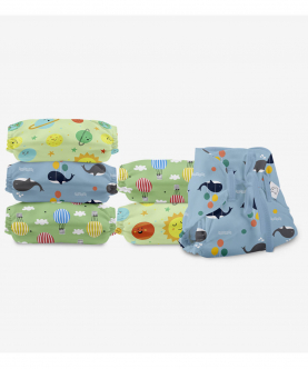 SuperBottoms Dry Feel Langot - Pack of 6- Organic Cotton Padded langot/Nappy with Gentle Elastics & a SuperDryFeel Layer on top (Day Dreamer)