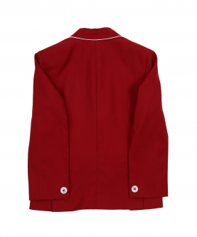Red Notch Collar Blazer With Piping Detail On Collar