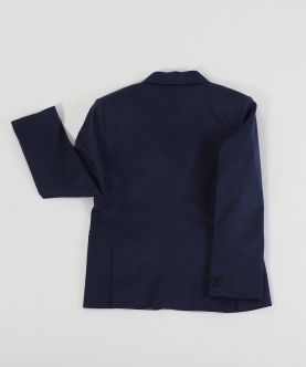 Navy Knit Blazer With Patch Pocket