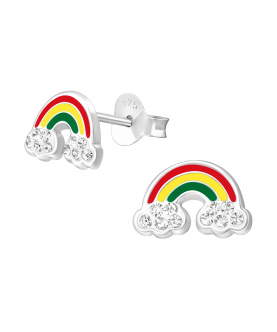Silver Rainbow With Crystal Earrings