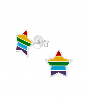 Silver Star Rainbow Earrings