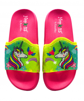 Kazarmax Hopits Kids Girls Lemon Turq ombre Unicorn Ombre Print Flip Flop/Soft, Comfortable, Indoor & Outdoor Slippers