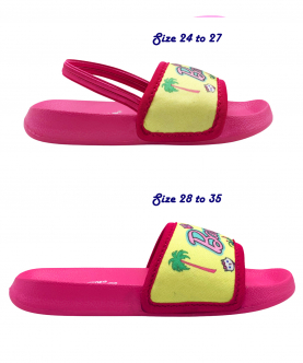 Kazarmax Hopits Kids Girls Yellow Barbie Hearts Print Flip Flop/Soft, Comfortable, Indoor & Outdoor Slippers