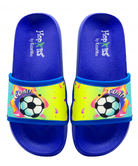Kazarmax Hopits Kids Boys Yellow Goal Print Flip Flop/Soft, Comfortable, Indoor & Outdoor Slippers