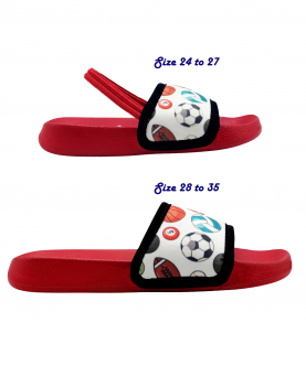 Kazarmax Hopits Kids Boys White/Red Balls Print Flip Flop/Soft, Comfortable, Indoor & Outdoor Slippers