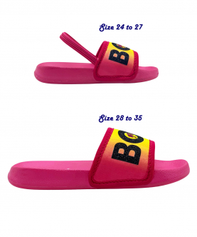 Kazarmax Hopits Kids Girls Pink Yellow Ombre Boss Print Flip Flop/Soft, Comfortable, Indoor & Outdoor Slippers