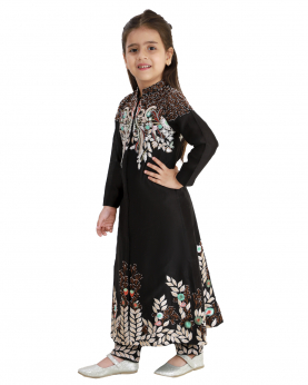 Front Open Jacket With Embroidered Pant For Kids