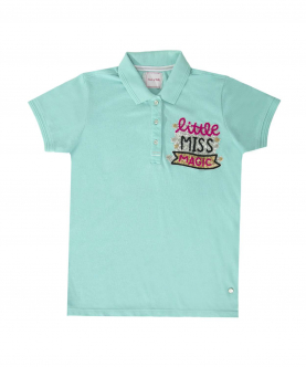 Little Miss Magic Motif Polo T-Shirt