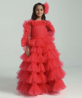 Red Fiesta Gown with Hair Clip