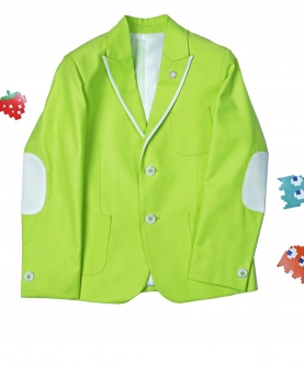 Neon Blazer With White Detailing And Elbow Patch