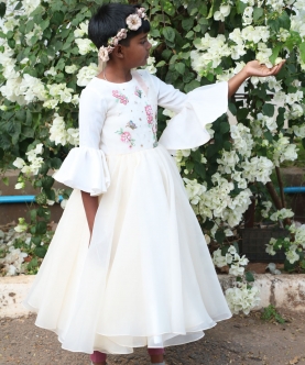 Byb Premium White Girls Fairy Hand Embroidery Organza Gown