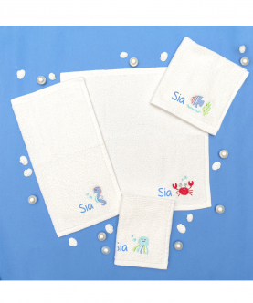 Personalised Under The Sea - Set Of 4 Face Towels
