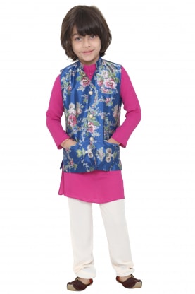 Pink kurta and jacket set