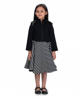 Black Jacket With Striped Skirt