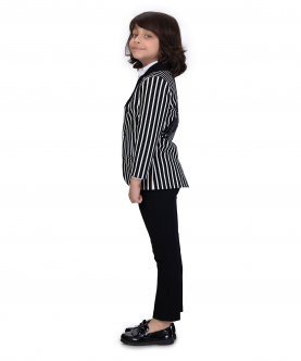 Monochrome Striped Jacket With Pants