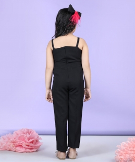 Jumpsuit Emblissed With Fabric Flower In Contrast Color