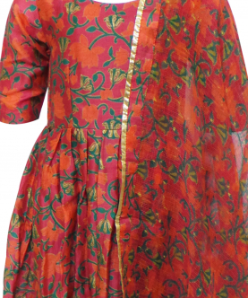 Maxi Dress With Printed Dupatta