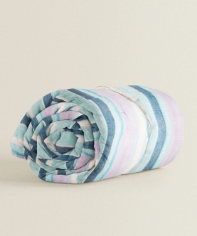 100% Organic Blue & Purple Stripe Baby Quilt