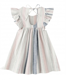 Pink & Grey Stripe 100% Organic Sleeves Nightdress