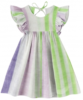 Green & Purple Stripe 100% Organic Sleeves Nightdress