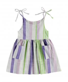 Green & Purple Stripe 100% Organic Sleeveless Nightdress