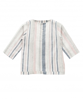 100% Organic Pajama Kurta Set Pink & Grey Stripe