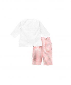 100% Organic Pajama Kurta Set Red & White Checks