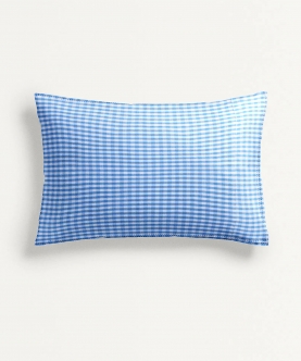 Pillow Cover with Filler Blue Checks