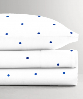 100% Organic Fitted Single Sheet Cream & Navy Dots
