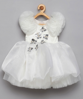 White Silver Butterfly Dress