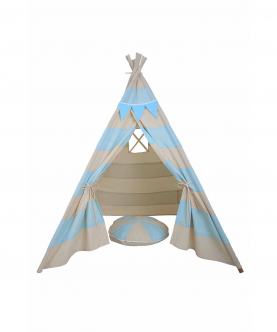 Blue Striped Teepee Tent With Matching Bunting