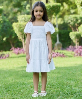 This Cute White Ruffles Cotton Dress For Your Princess