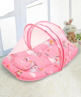 Baby Moo Tent Mattress Set With Neck Pillow Milkaholic Peach