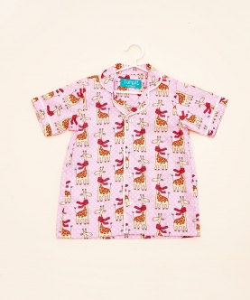 Pink Giraffe Dots Style Shirt With Shorts