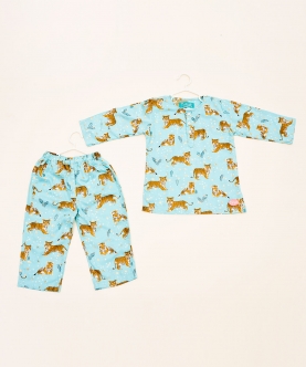 Blue Gold Tiger Style Shirt With Pants