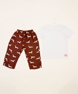 Brown Long Dog Style T-Shirt With Pajama