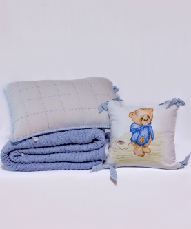 Toddler Blanket Set - Bear Hug | Set of 3 | Blue