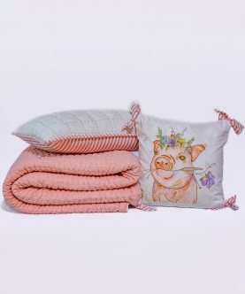 Toddler Blanket Set - Little Piggy| Set of 3 | Pink