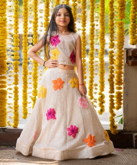 Top And Heavy Sequins Embroidered Flower Lehenga