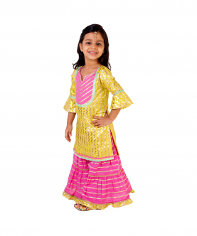 Yellow And Baby Pink Sharara Set