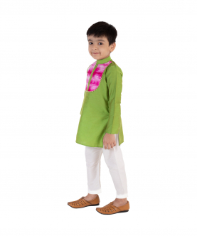 Green Kurta with White Pajama