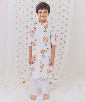 White Marigold Kurta Pajama Set